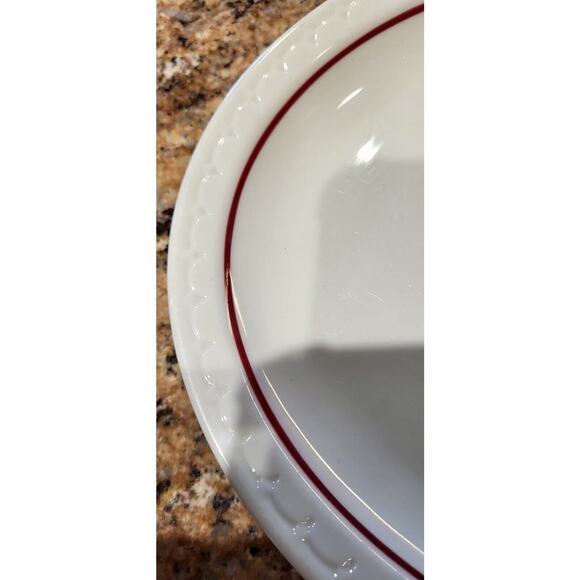 Vintage Syracuse China Econo Rim 12” Oval Serving Platter Red Strip Around Rim - Picture 5 of 9
